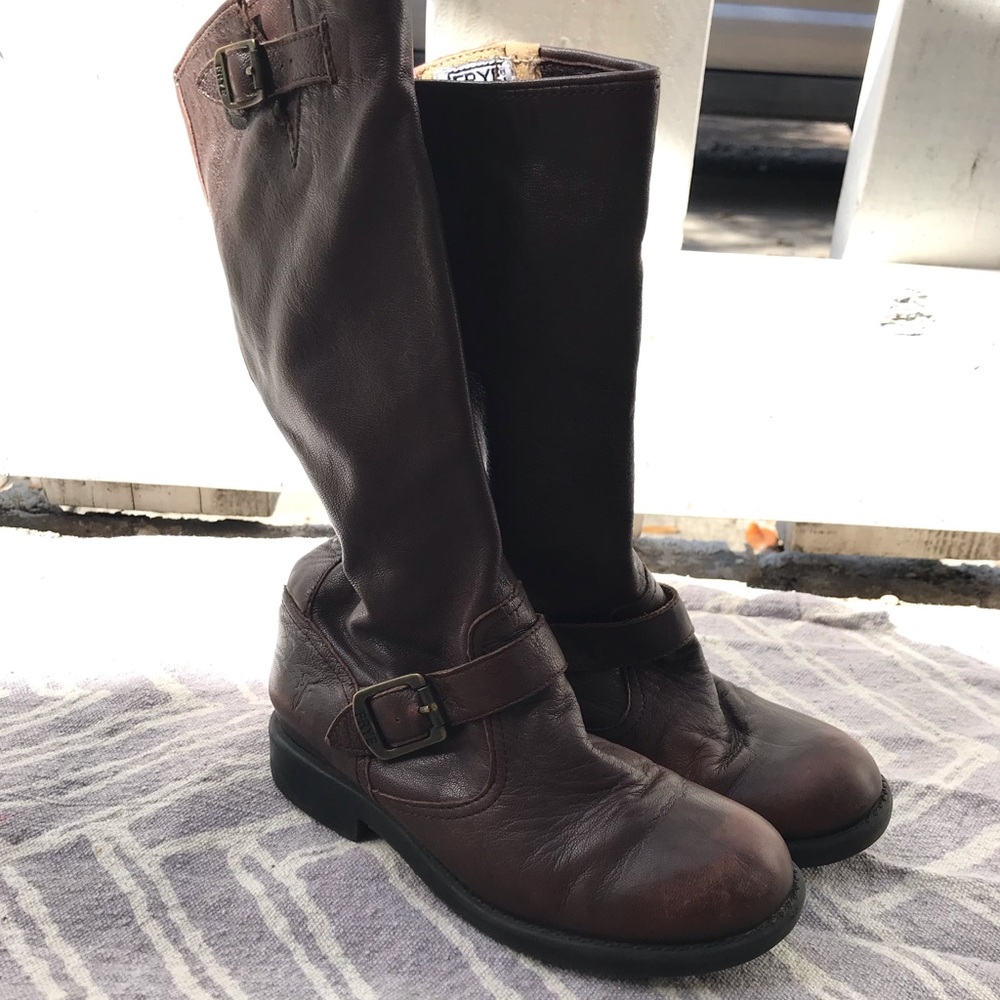 FRYE Veronica Slouch Boots in Dark Brown